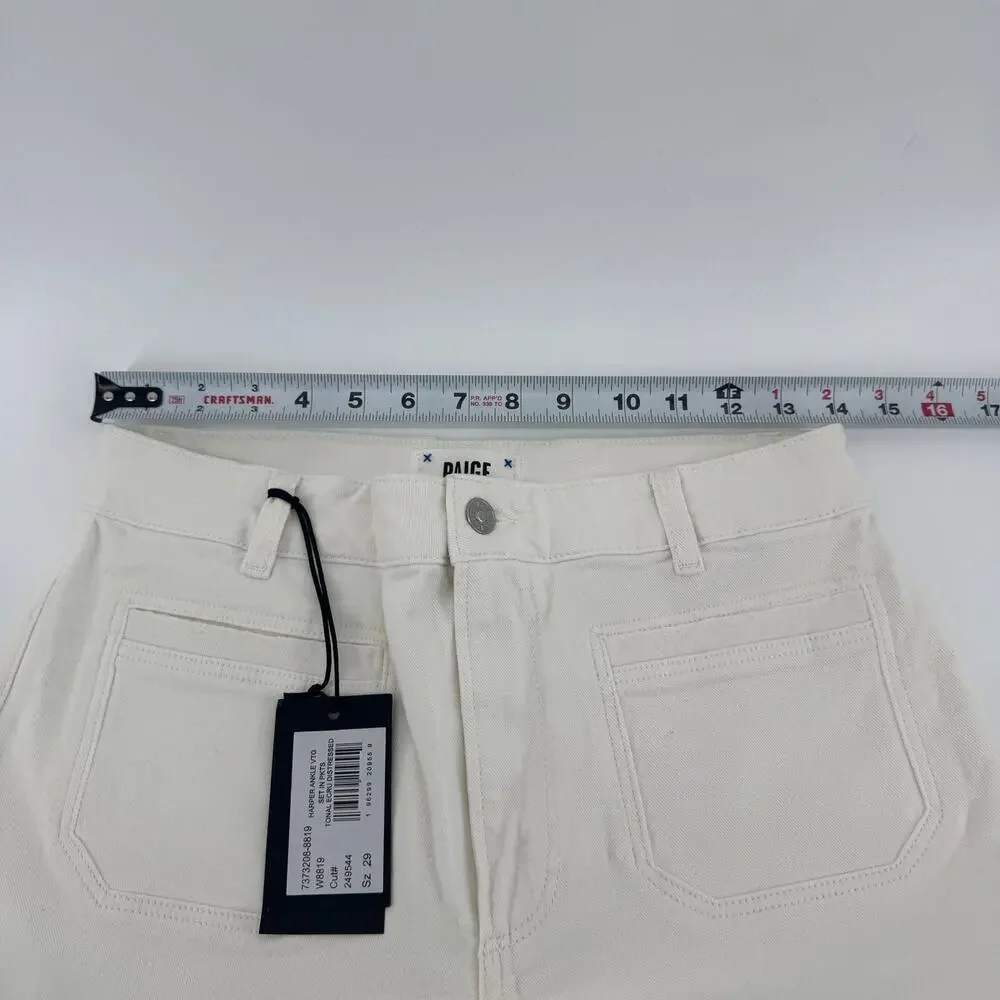 Paige Harper Ankle With Vintage Set in pockets Sz29 NWT Wide Leg High Rise White - Picture 10 of 14